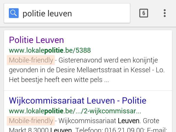 Mobile-friendly label in search results